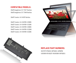 D2VF9 Laptop Battery for Dell Inspiron 15 7547 7548 Vostro 14 5459